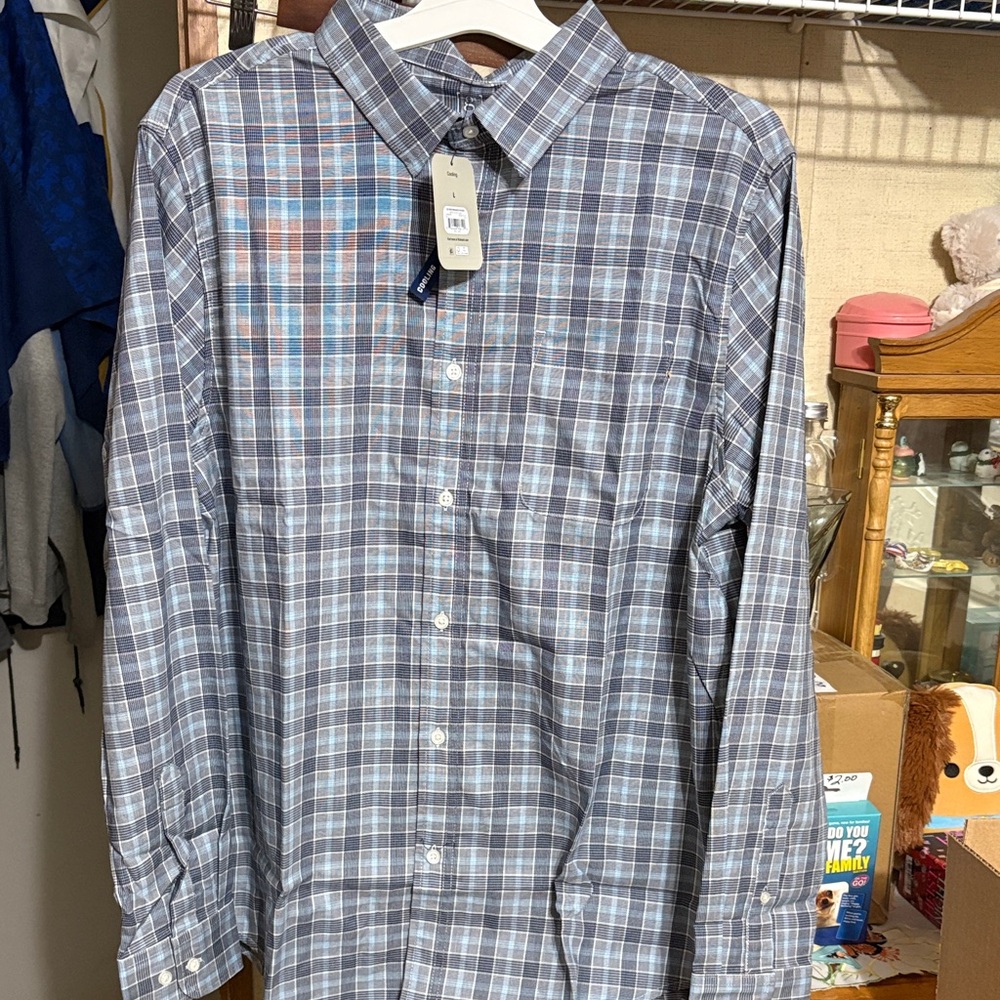 George Men's Gray and Blue Checkered Shirt
